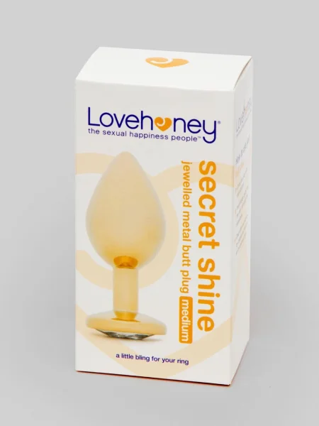 Lovehoney Jeweled Gold Metal Medium Butt Plug 3 Inch