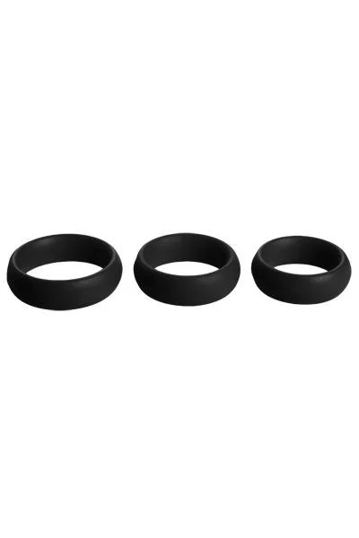 3 Piece Silicone C Ring Set - Black