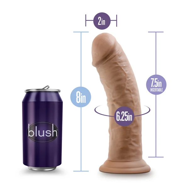 Au Naturel - 8 Inch Dildo With Suction Cup -  Mocha — image 12 of 16
