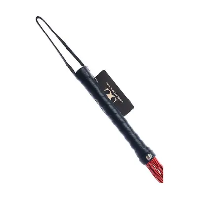 Bound X Leather Cord Flogger With Calfskin Handle Red Black