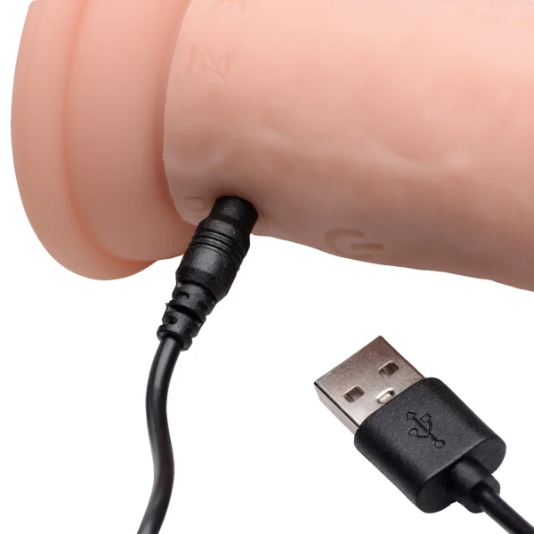 Strap U Power Player 28X Vibrating Rechargeable 6.5" Silicone Dildo With Remote - Vanilla