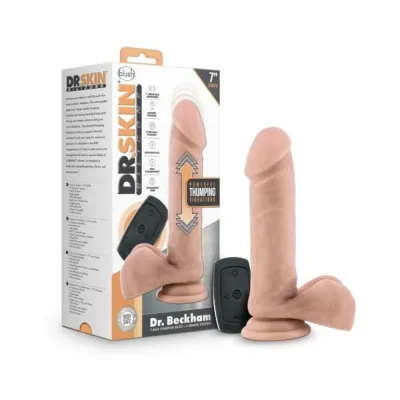 Dr Skin Dr Beckham Thumping Dildo With Remote Control Silicone 8 In Vanilla