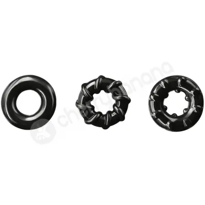 Renegade Black Dyno Rings Stretchy Cockrings 3 Pack