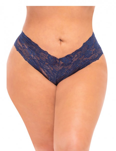 Oh La La Cheri Lace Crotchless Boyshort With Elastic Detail