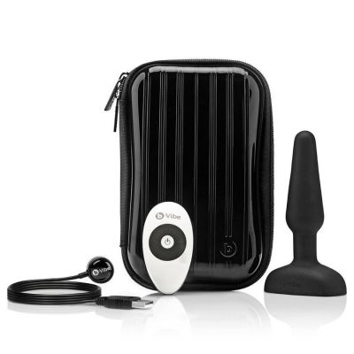 b vibe Trio Plug Black 5 Inch Silicone Vibrating Butt Plug for Men