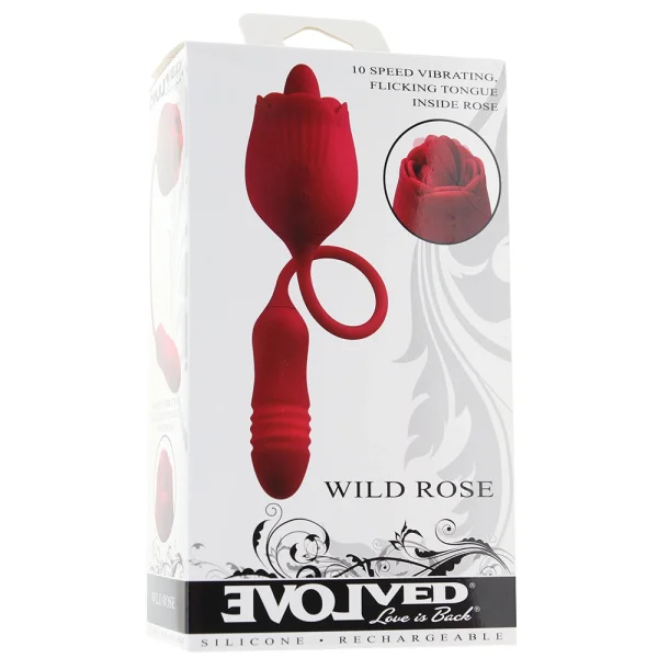 Wild Rose Rechargeable Silicone Dual Clitoral Stimulator By Evolved Novelties - Red