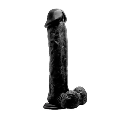 Realistic Cock 11 With Scrotum Black