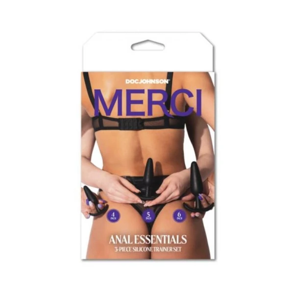 Anal Trainers: Merci Anal Essentials 3-piece Silicone Trainer Set Black
