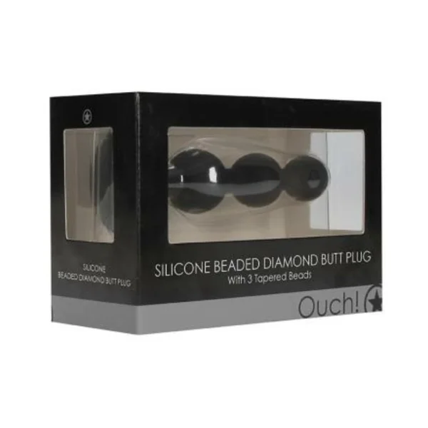 Ouch! Silicone Beaded Diamond Butt Plug - Black — image 7 of 9