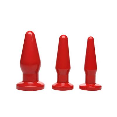Red Anal Plugs 3 Piece Kit Red