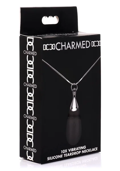 Charmed 10X Vibrating Silicone Rechargeable Teardrop Necklace