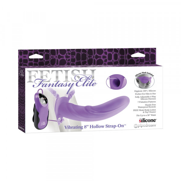 Vibrating 8 Inch Silicone Hollow Strap-on - Purple — image 6 of 12