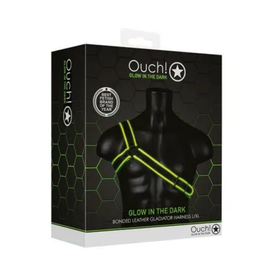 Ouch Glow Gladiator Harness Glow In The Dark Green L xl