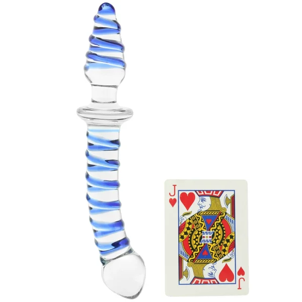 Gläs Mr. Swirly Double Ended Glass Dildo & Butt Plug - Clear & Blue