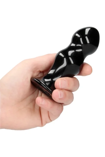 Shots Rimly - 4.3" Handblown Glass Vibrating Anal Plug with Suction Cup & Remote Control