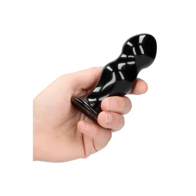 Shots Rimly 4 3 Handblown Glass Vibrating Anal Plug with Suction Cup Remote Control