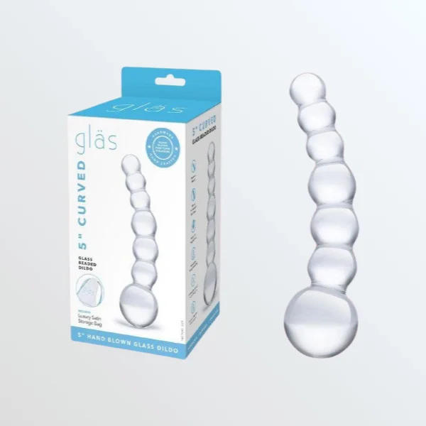 Gläs Curved Beaded Glass Dildo - Clear