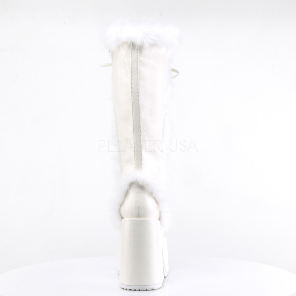 CAMEL-311 - 5" Knee GoGo Wht Pu Rabbit Fur Trimmed Knee BT