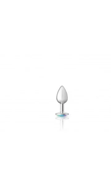 Cheeky Charms Silver Metal Butt Plug with Clear Gem