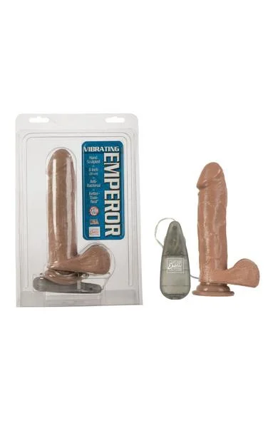 Vibrating Emperor Dildo 8 Inch Brown