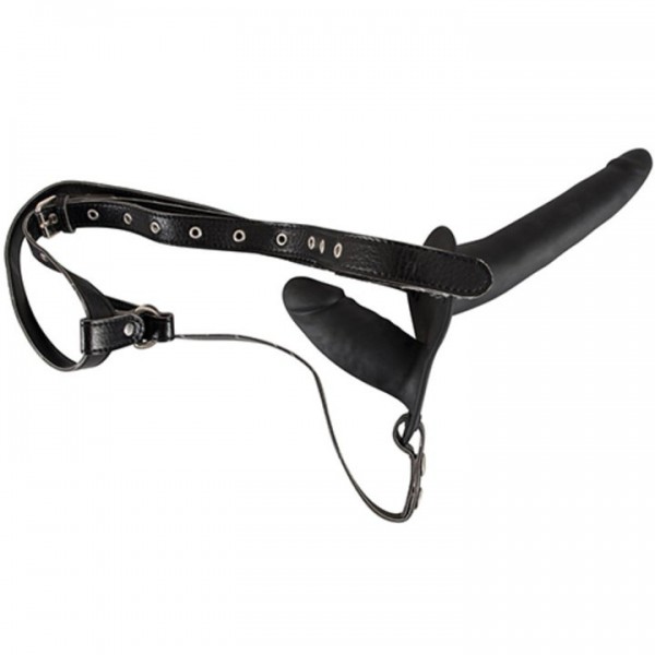 Black Silicone Slim Double Strap-On