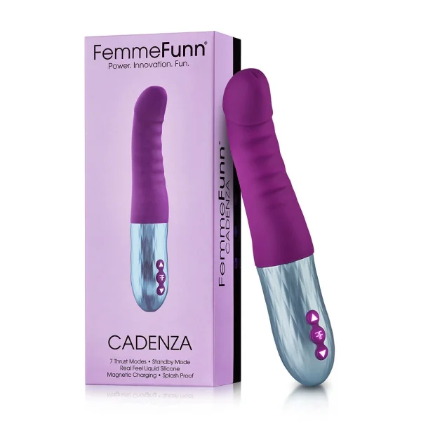 Cadenza Rechargeable Silicone Thrusting Dildo By FemmeFunn - Purple