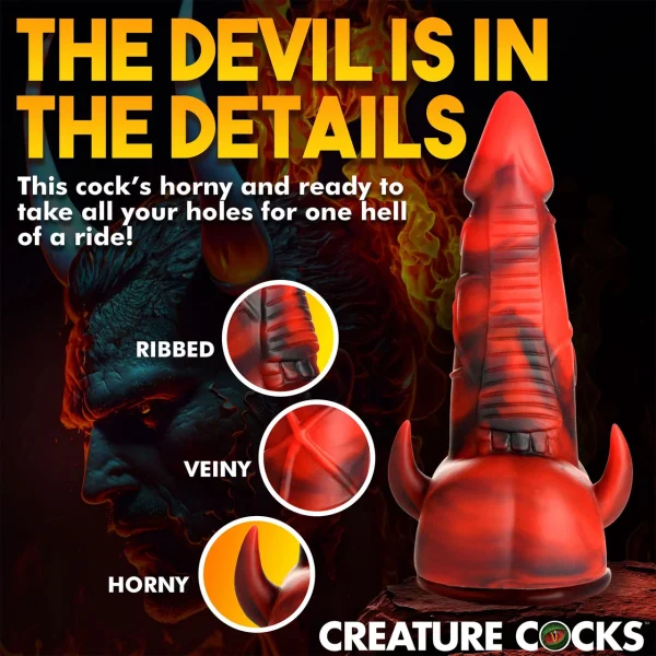 Horny Devil Demon 7" Silicone Suction Cup Dildo With Balls By Creature Cocks