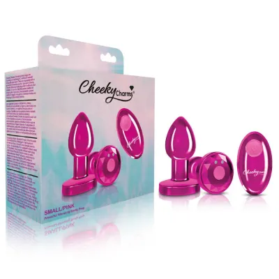 Cheeky Charms Rechargeable Vibrating Metal Butt Plug With Remote Control Pink Small Preorder Only