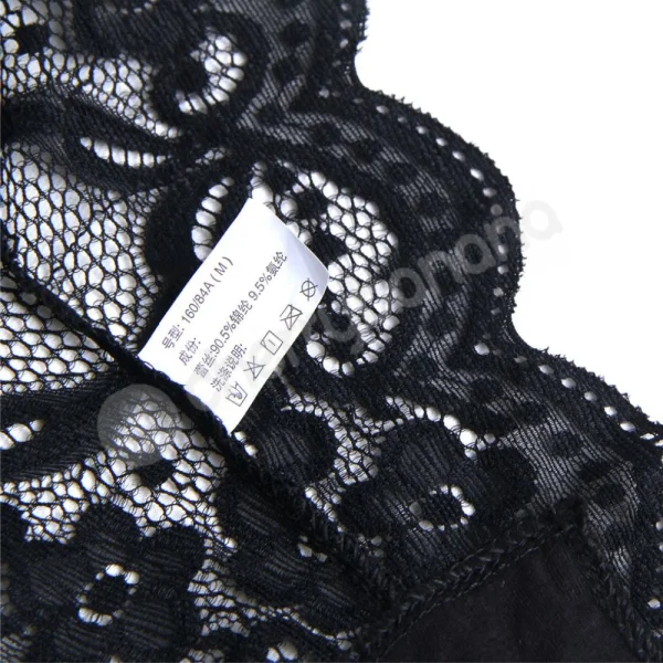 Cherry Banana Black Floral Lace Bodysuit With Adjustable Neck & Back Straps