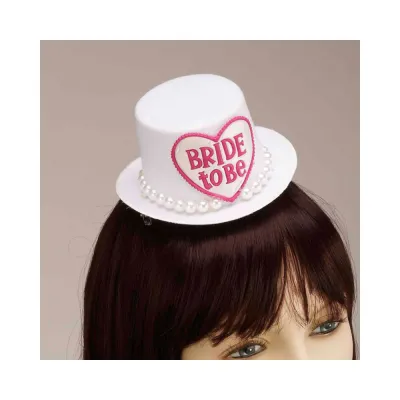 Bride To Be Mini Hat Hair Clip Wht
