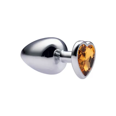 Kink Range Alloy Love Heart Gemmed Butt Plug 3 7 Inch Yellow Large