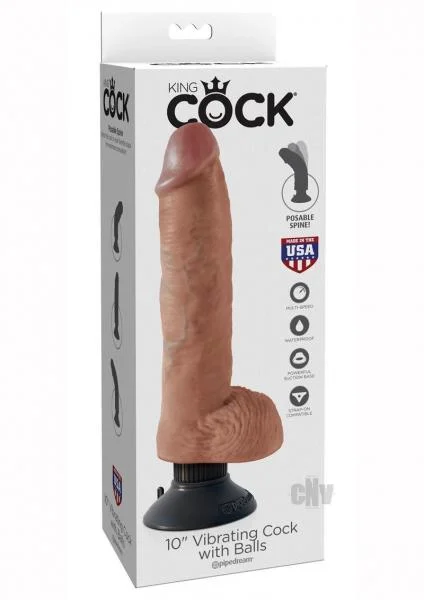 King Cock 10 inches Vibrating Tan Dildo with Balls — image 6 of 8