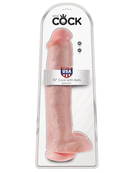 King Cock 15" Cock With Balls - Light