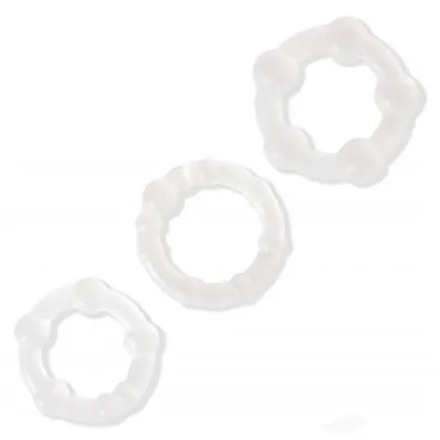 Lovetoy Power Plus Cock Ring Triple Beaded Clear Ring Set