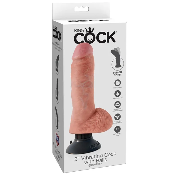 King Cock 8-Inch Vibrating Cock With Balls - Flesh — image 4 of 4
