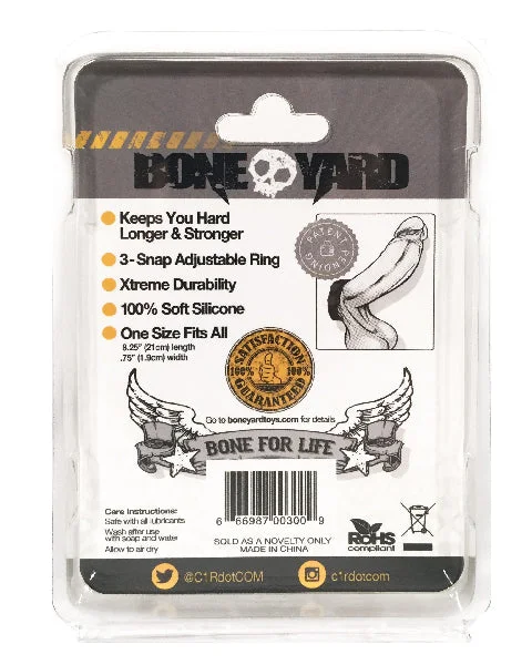 Boneyard Silicone Cock Strap - 3 Snap Ring - Black — image 18 of 18