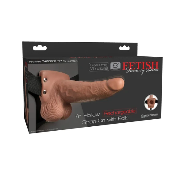 Fetish Fantasy Series 6" Hollow Rechargeable Strap-on With Balls - Tan — image 4 of 4