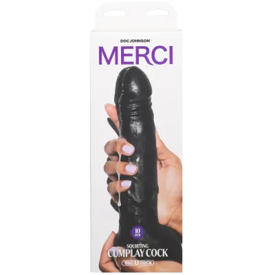 Merci 10 Inch Dual Density Squirting Cumplay Cock With Removable Vac U Lock Suction Cup Black