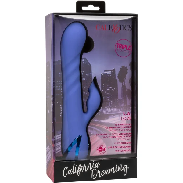 California Dreaming L.A. Love Thrusting Rabbit Style Silicone Rechargeable Vibrator by CalExotics