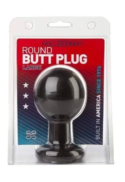 Round Butt Plug - Large - Black