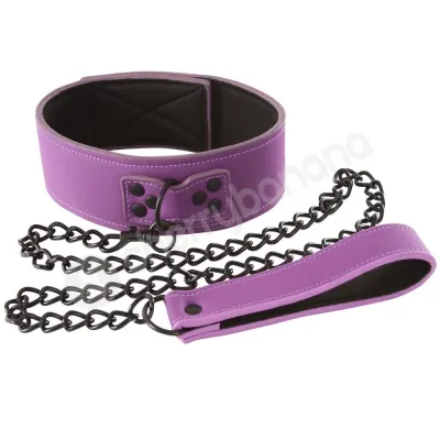 Lust Purple Bondage Velcro Closure Collar Leash With Hand Strap