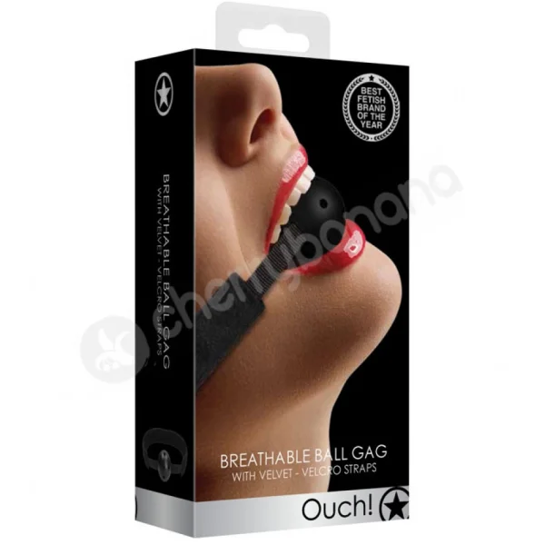 Ouch Velvet & Velcro Adjustable Black Breathable Gag