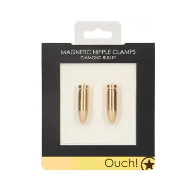 Ouch Magnetic Nipple Clamps Diamond Bullet Gold