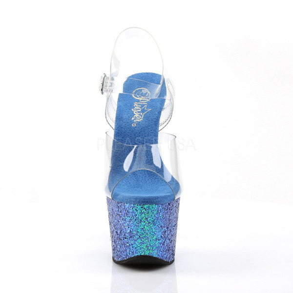 7 inches Heel,2 3/4 inches PF Ankle Strap Sandal W/ Holo Glitter Bottom — image 6 of 12