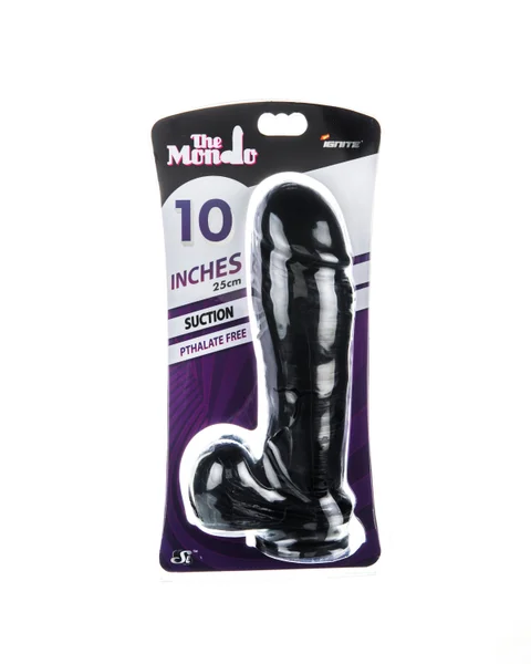 10" Thick Cock W-balls & Suction - Black — image 9 of 10