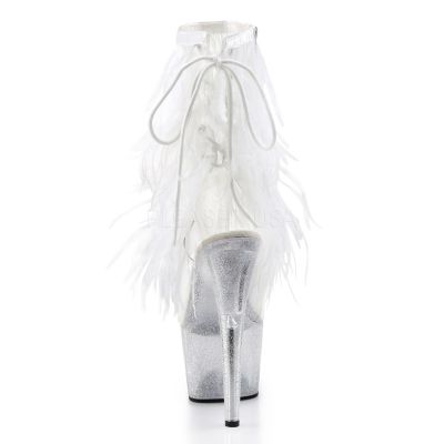 7 inches Heel 2 3 4 inches PF Marabou Fur Fringe Ankle Boot Side Zip