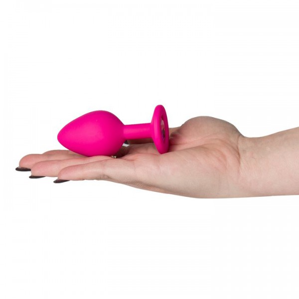 Bejewelled Pink Silicone Jewelled Butt Plug – 2.5, 3 or 3.5 Inch — image 5 of 6