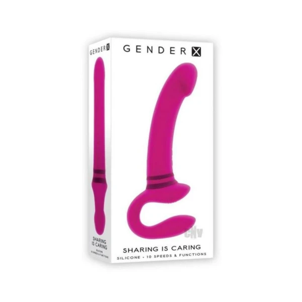 Strap-on Dildos & Harnesses: Gender X Sharing Is Caring Rechargeable Silicone Dual-ended Vibrator Pink