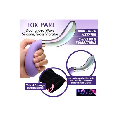 Prisms Erotic Glass Vibra Glass 10X Pari 8 Dual Ended Wavy Silicone Glass G Spot Vibrator