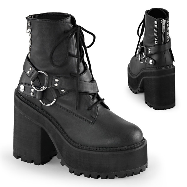 4 3/4 inches Heel, 2 1/4 inches PF Lace-Up Boot w/D-Rings & Studs